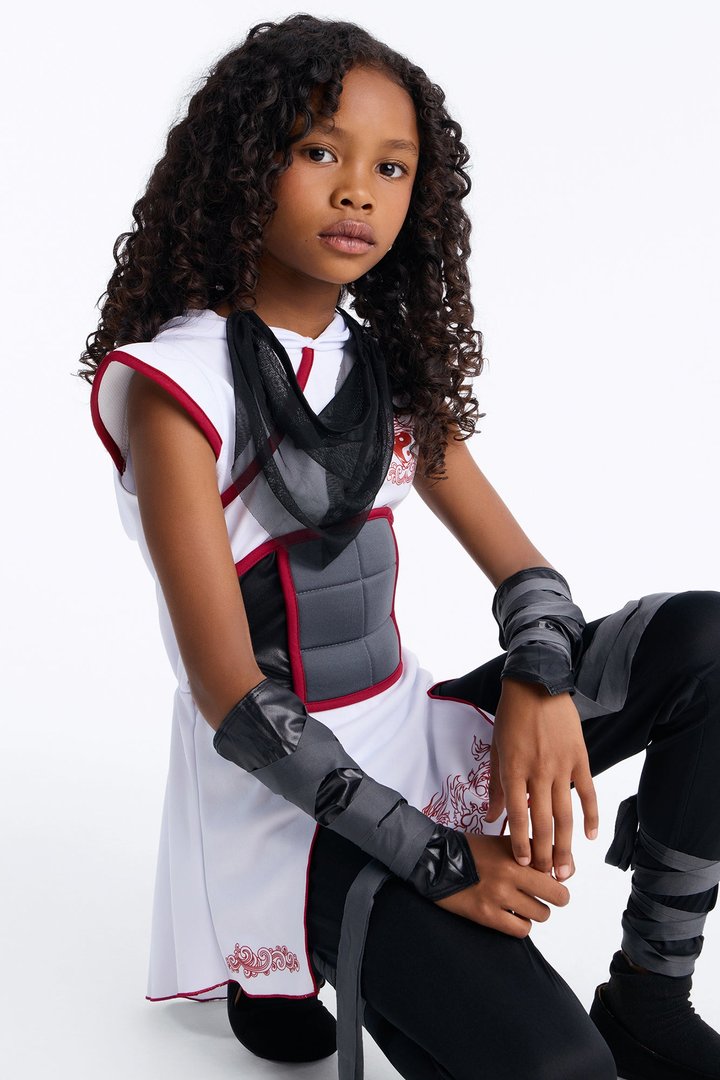 Mini Bold Ninja Costume - White/combo