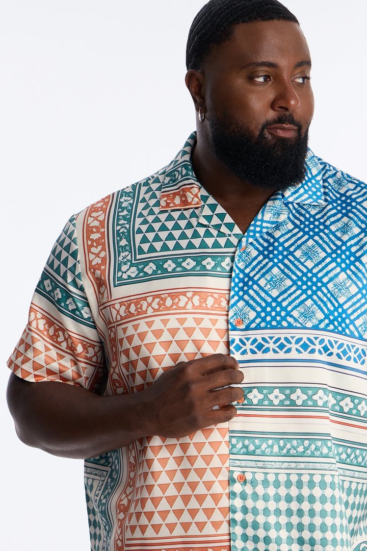 Kair Cuban Collar Button Up Shirt - Multi Color