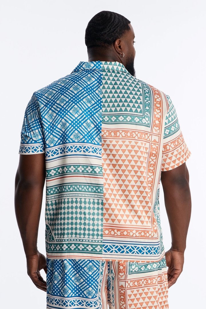 Kair Cuban Collar Button Up Shirt - Multi Color