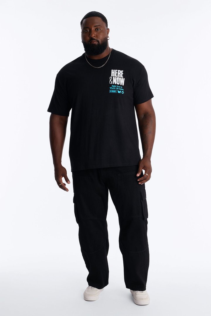 Here And Now Right Now Oversized Short Sleeve Tee - Black