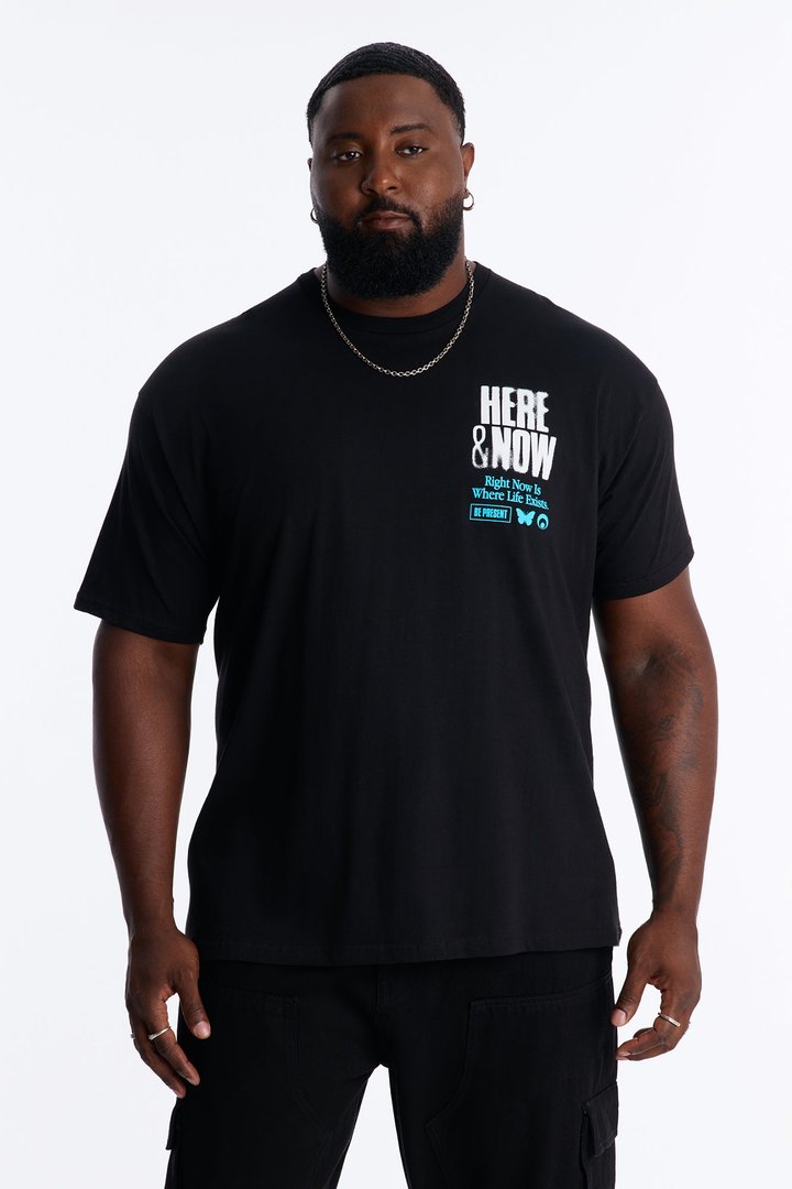 Here And Now Right Now Oversized Short Sleeve Tee - Black