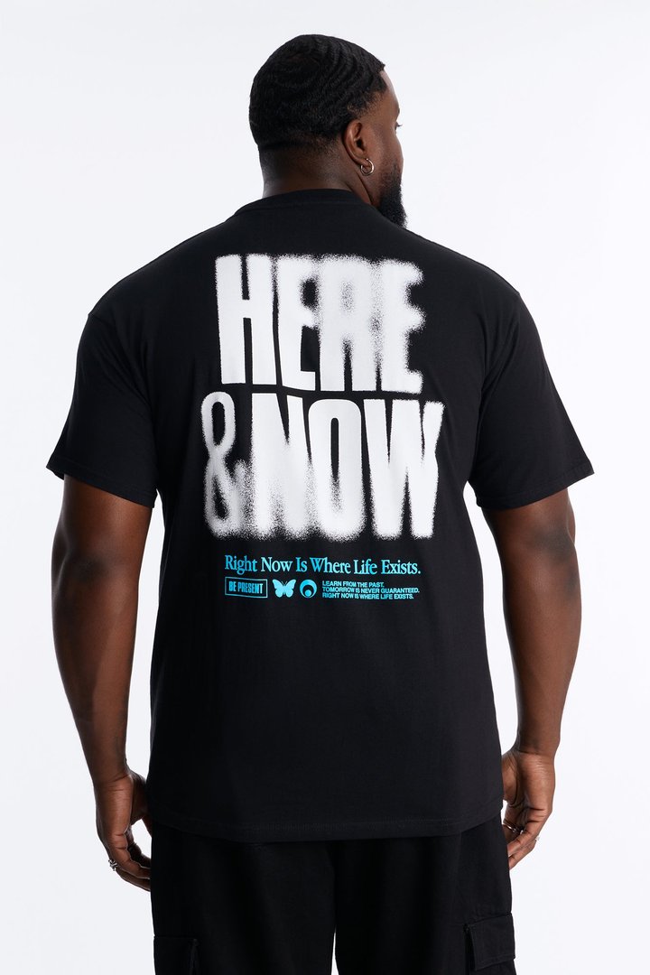 Here And Now Right Now Oversized Short Sleeve Tee - Black