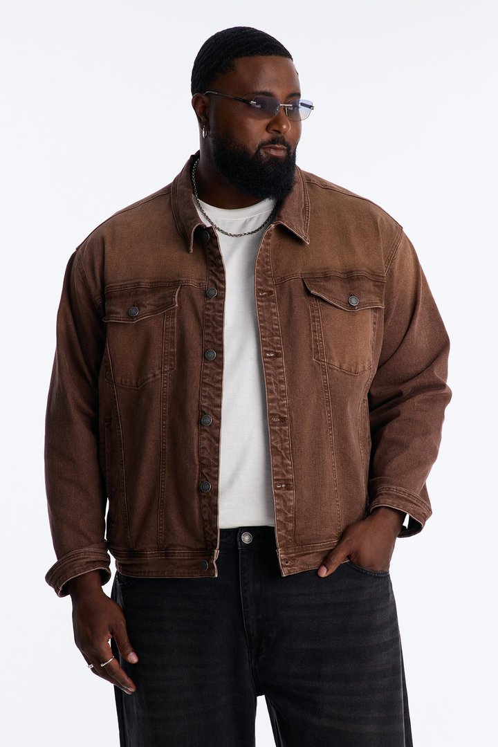 Essential Hue Denim Trucker Jacket - Brown