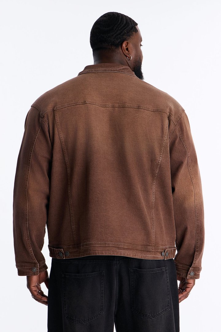 Essential Hue Denim Trucker Jacket - Brown