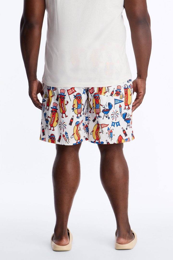 Backyard Cookout Swim Trunk 7″ - White/combo