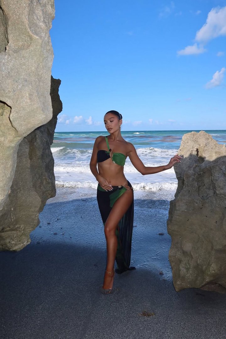 Tahiti Vacation Mesh Maxi Skirt Set - Green/combo