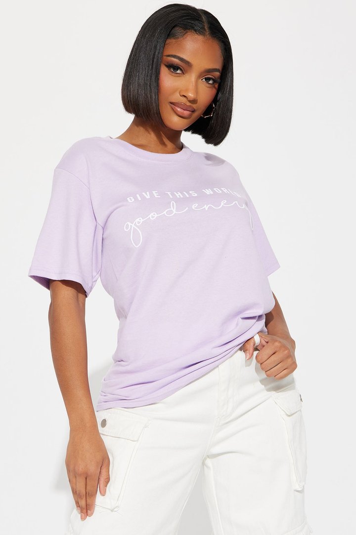 Give This World Good Energy Short Sleeve Tee - Lavender