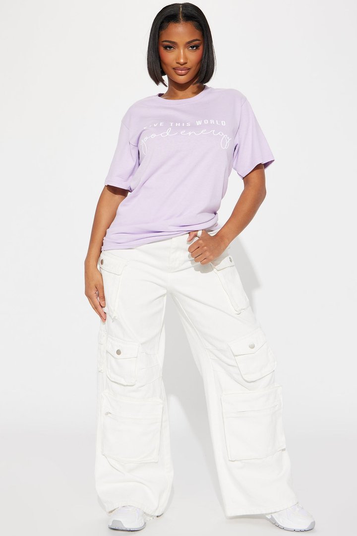 Give This World Good Energy Short Sleeve Tee - Lavender