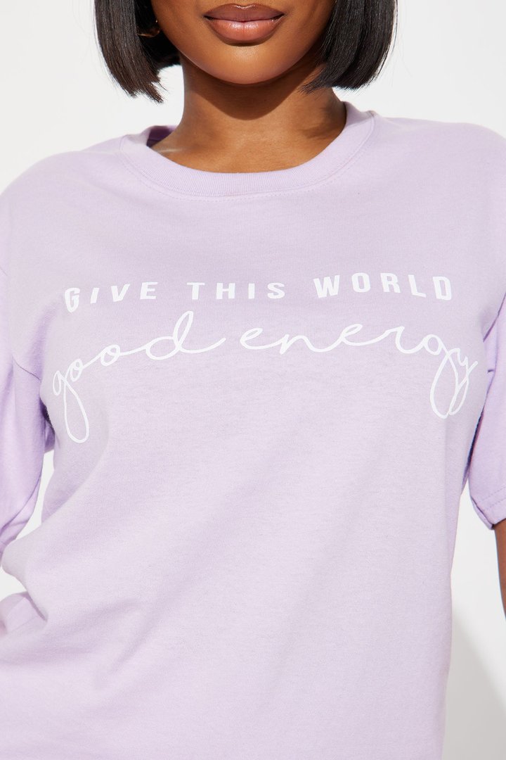 Give This World Good Energy Short Sleeve Tee - Lavender