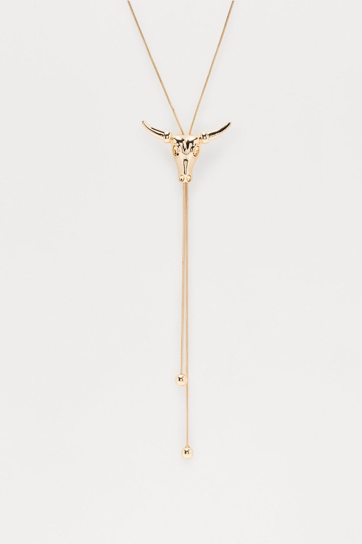 Stubborn Bull Lariat Necklace - Gold