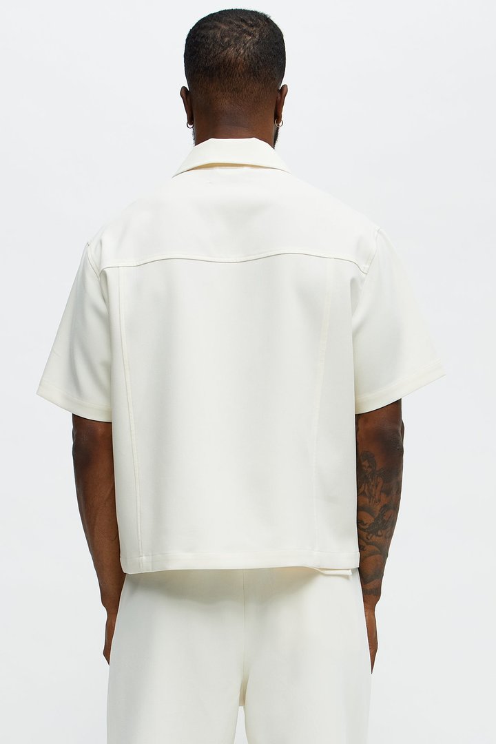 Cropped Ronan Weekender Button Up Shirt - Cream