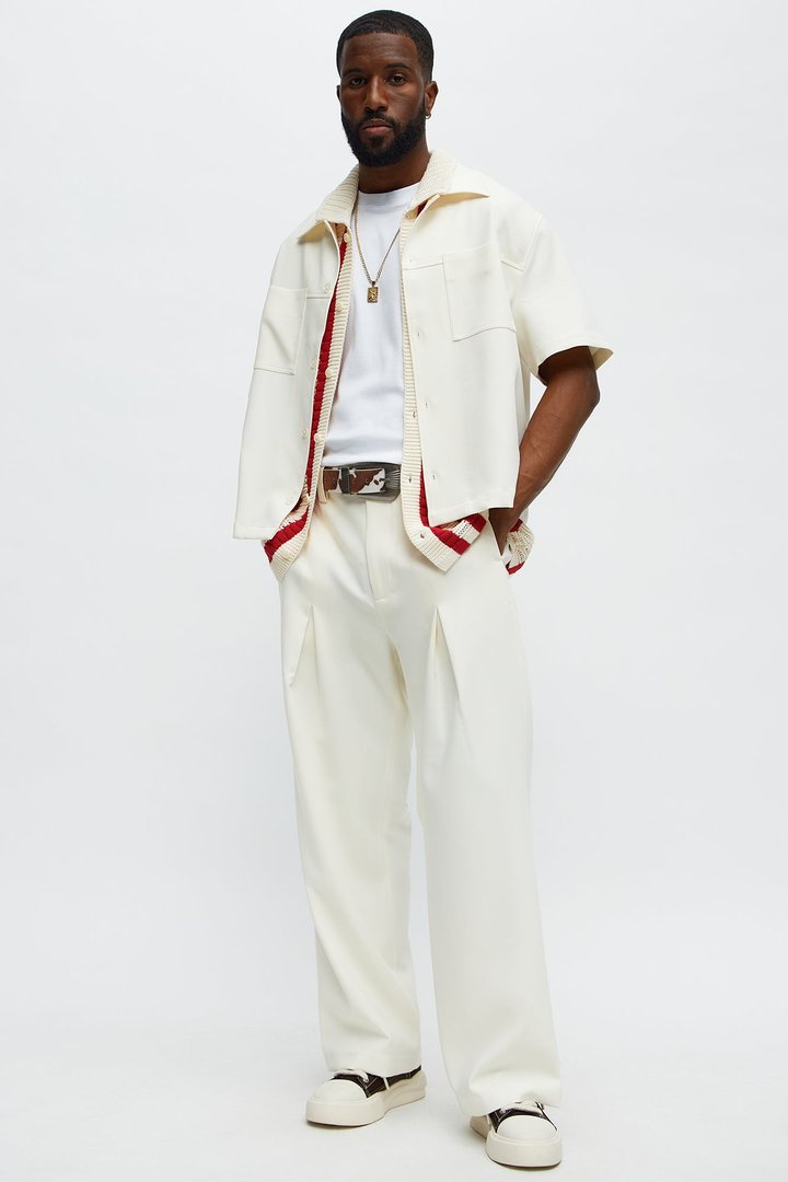 Ronan High Waisted Pleated Trousers - Cream