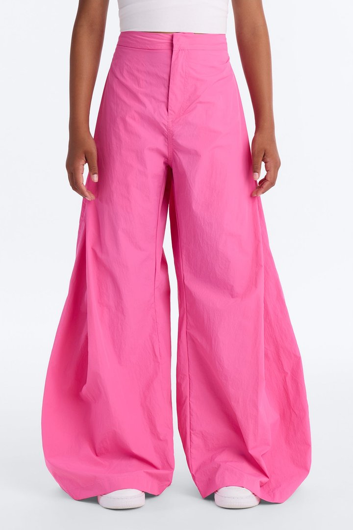 Mini Do Not Disturb Mode Windbreaker Wide Leg Pants - Fuchsia