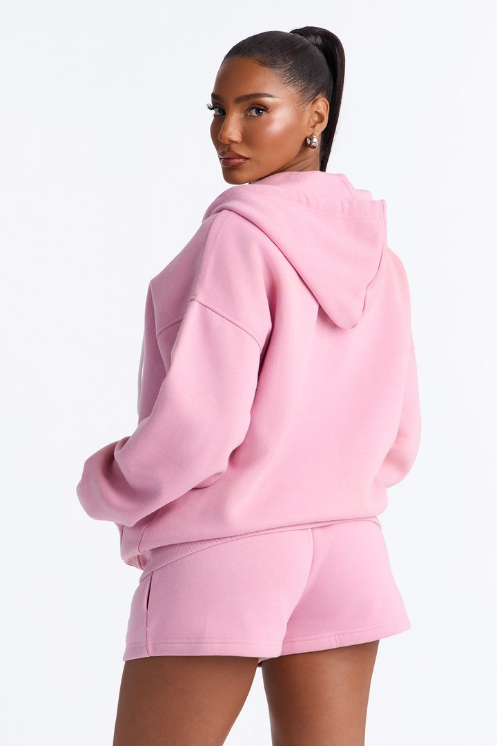 Milano Fleece Zip Up Short Set - Pink