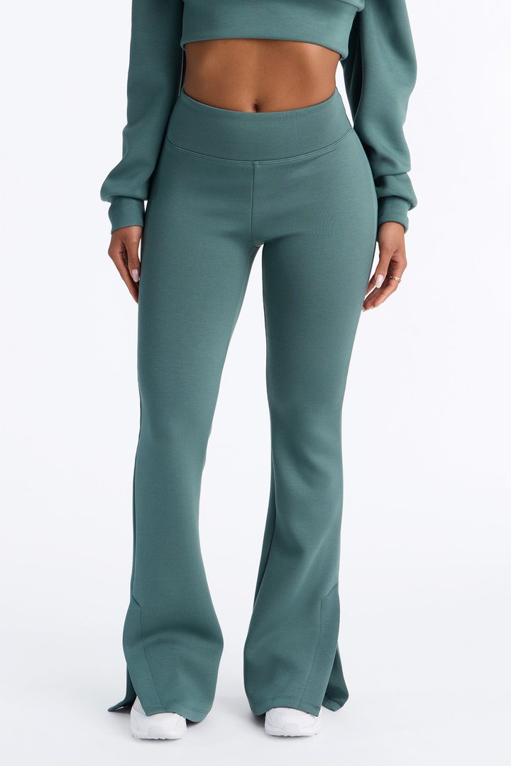 Bella Scuba Slit Lounge Flare Pant - Teal