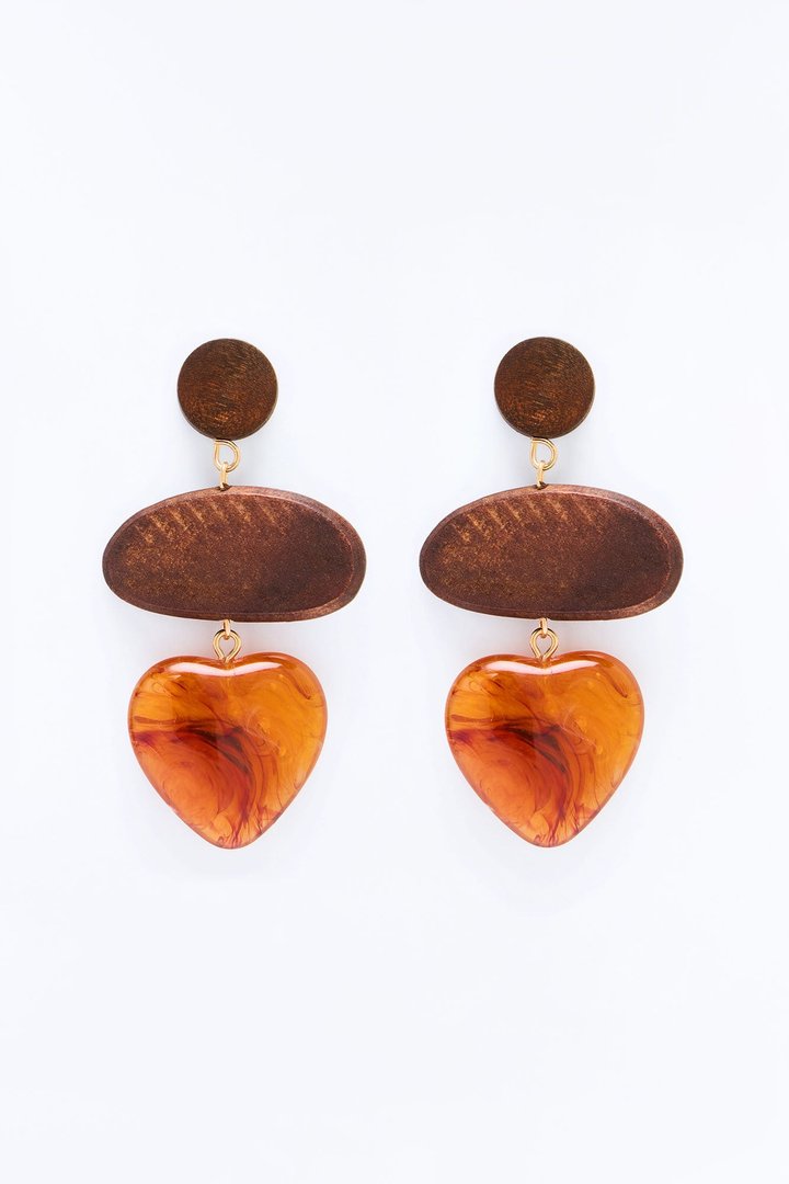 Rustic Love Earrings - Brown