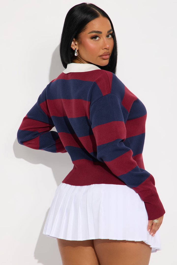 Stripes On Stripes Polo Sweater - Red/combo