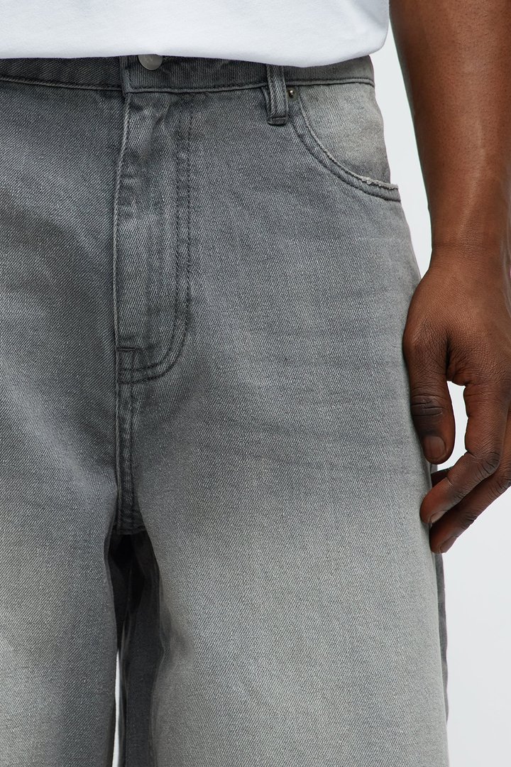 Baggy Shadowline Denim Short - Grey