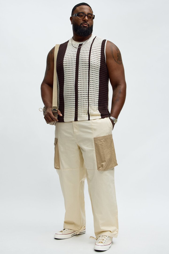 Multistriped Knit Muscle Tee - Cream/combo
