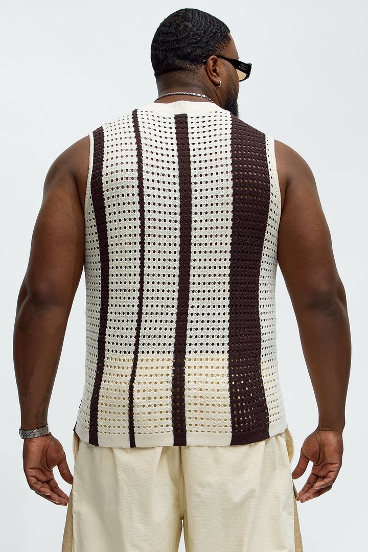 Multistriped Knit Muscle Tee - Cream/combo