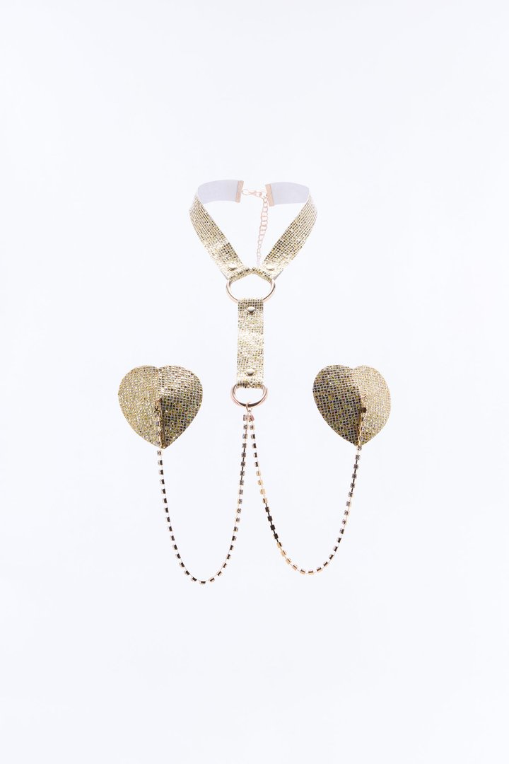 Naughty In Rhinestones Pasties - Gold