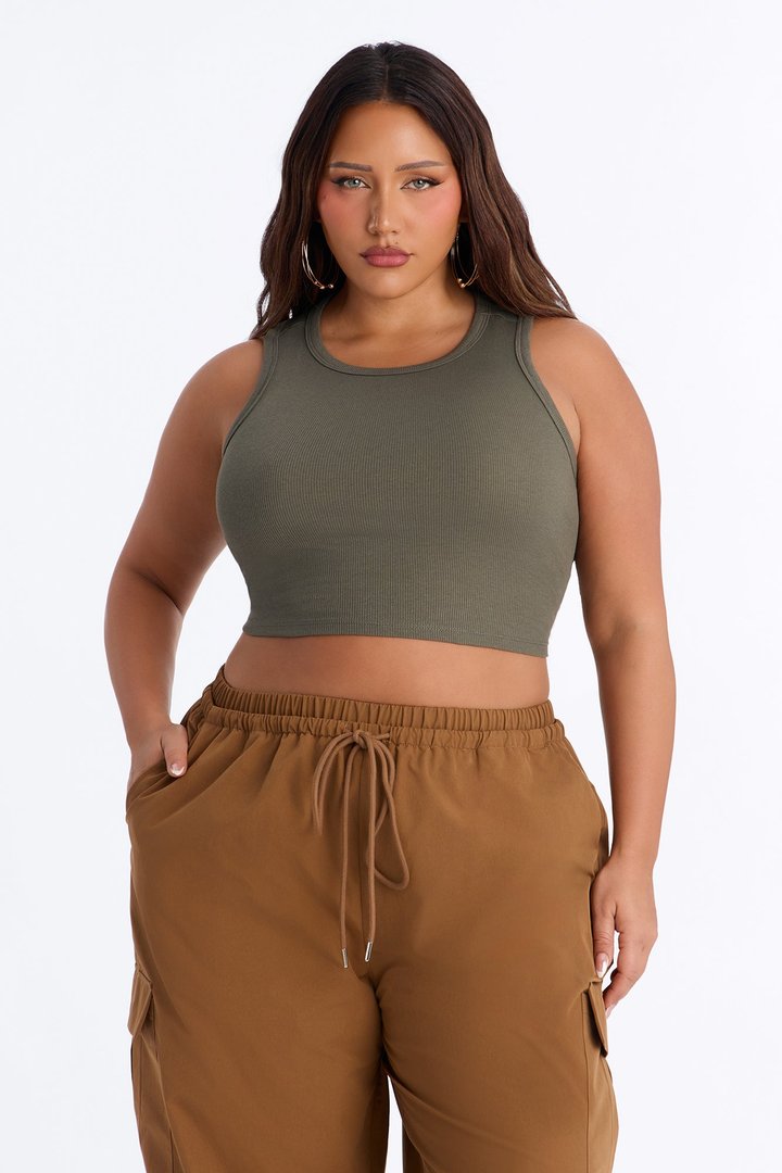 Cara Ribbed Tank - Olive