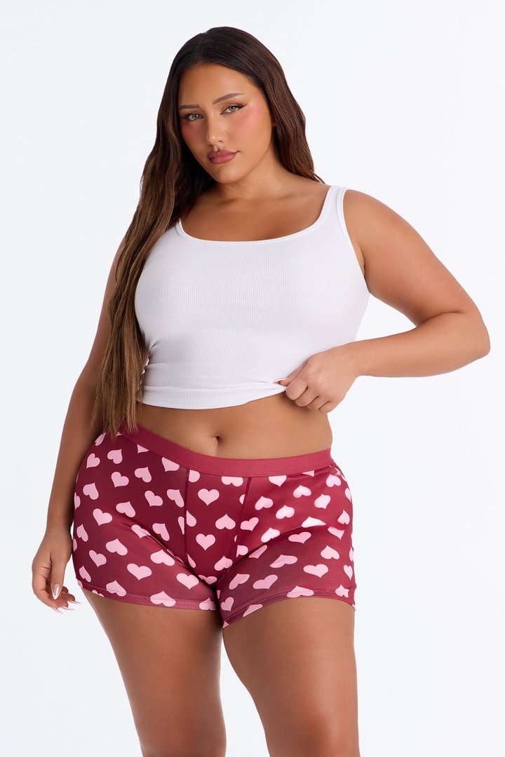 Sami Heart Lover Boxer Panty - Burgundy/combo