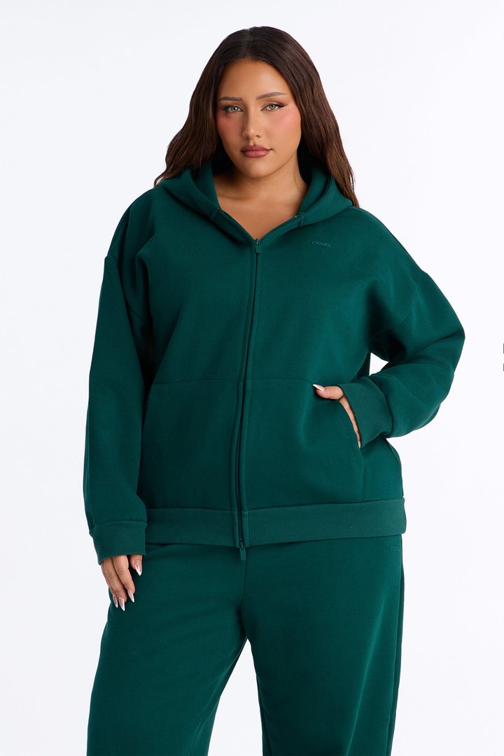 Libby Full Zip Hoodie Fleece Sweatshirt - Hunter