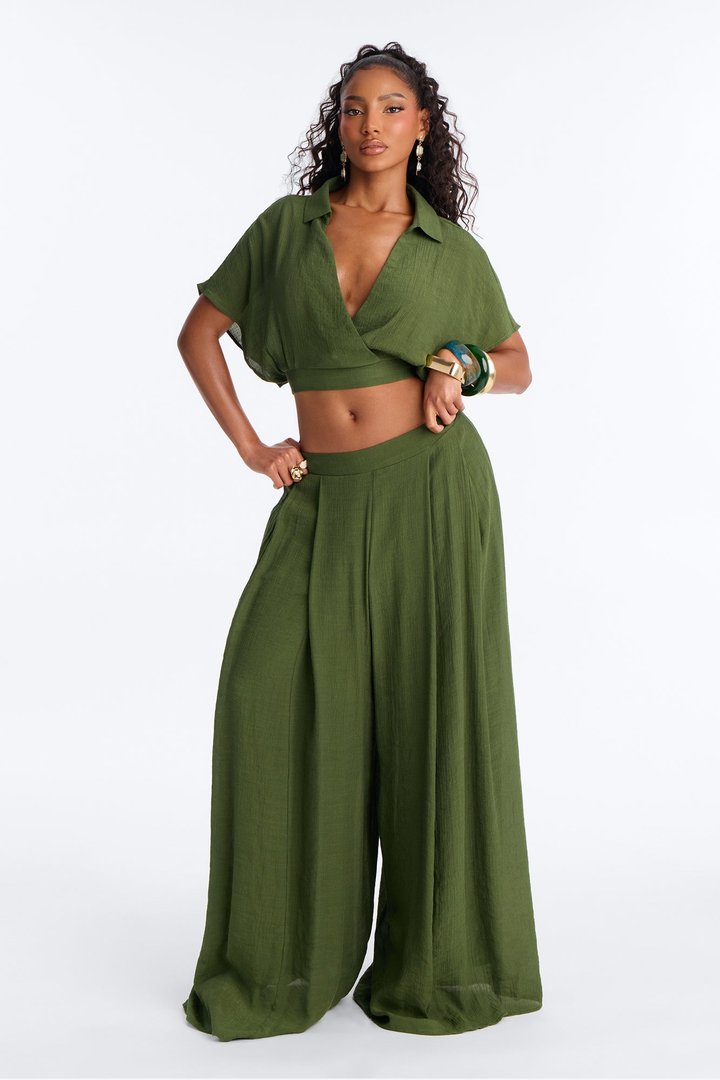 Mea Gauze Pant Set - Olive