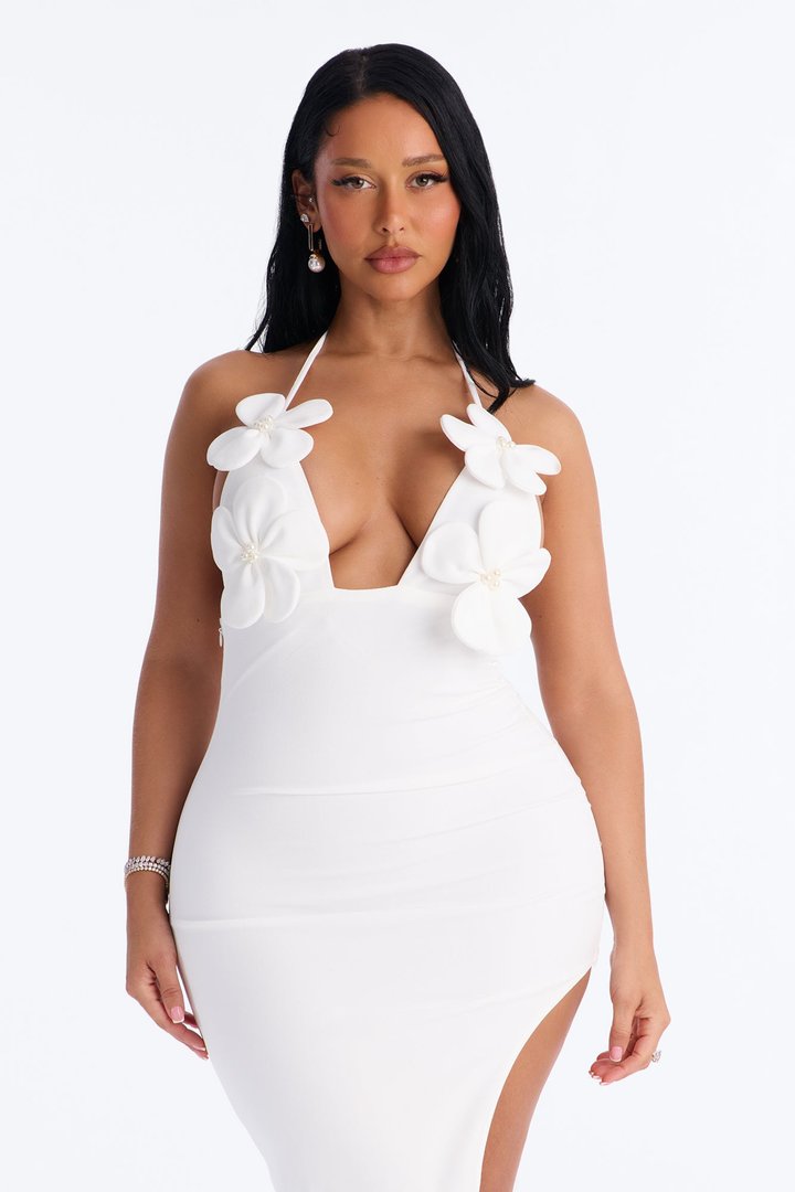 Celeste Crepe Floral Maxi Dress - Ivory