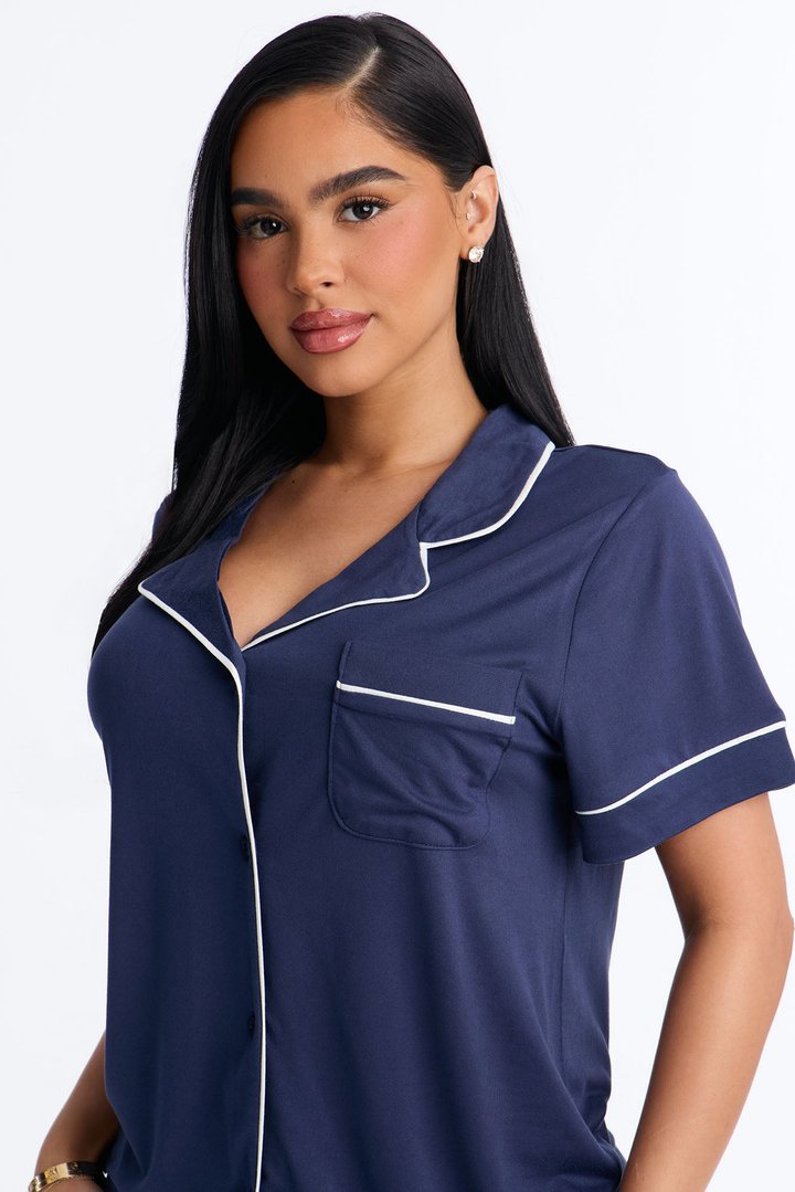 In The Morning PJ Short Sleeve Short Set - Navy