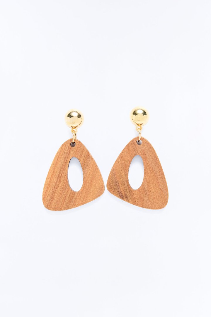 Island Deco Wood Drop Earrings - Brown