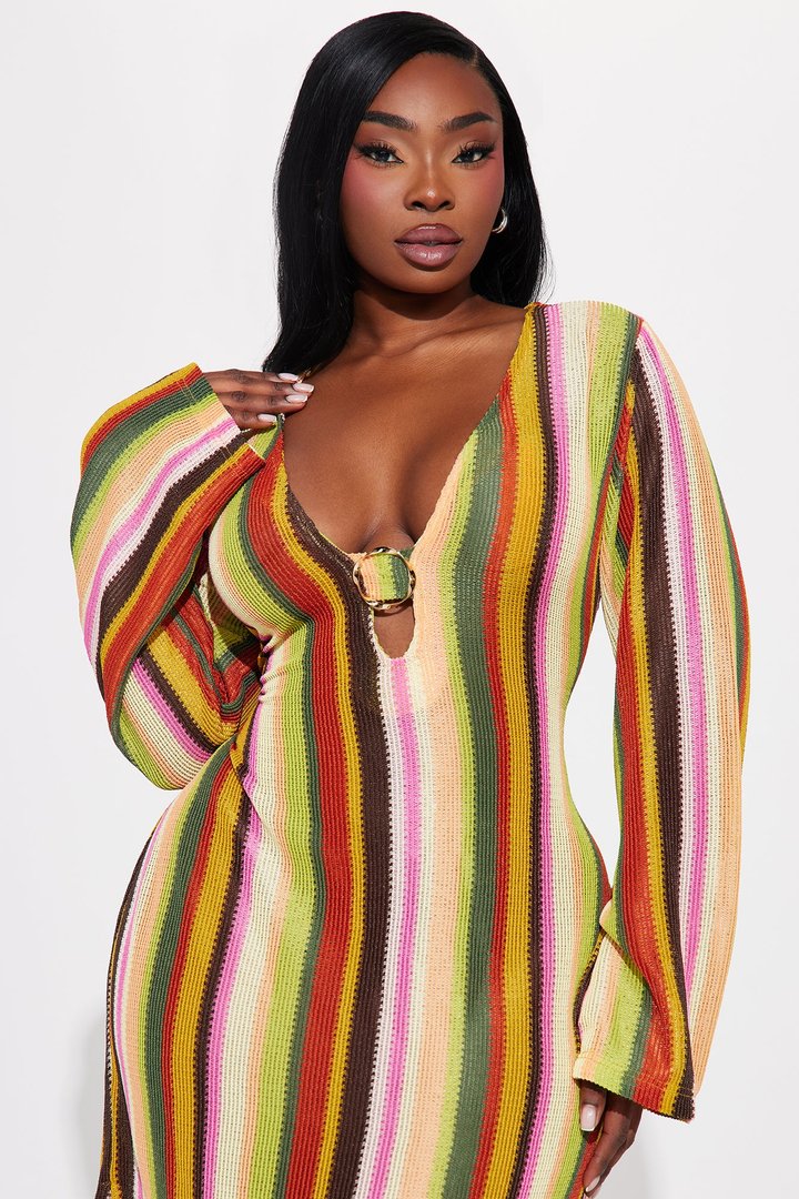 Katy Striped Crochet Maxi Dress - Multi Color
