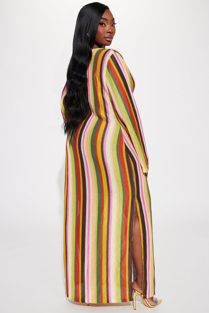 Katy Striped Crochet Maxi Dress - Multi Color