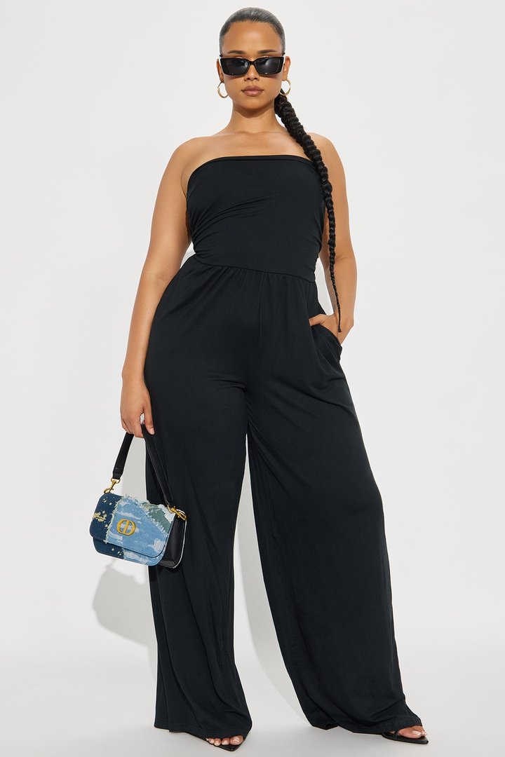 Comfy Girl Wide Leg Jumpsuit - Black