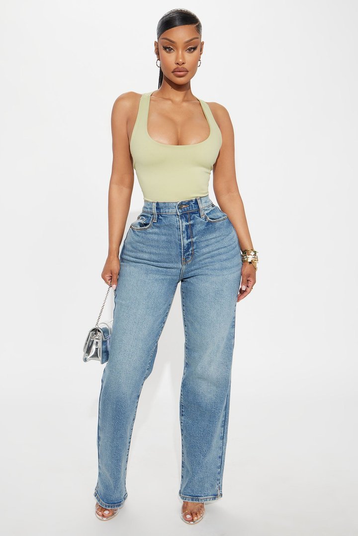Skylar Split Hem Dad Jeans - Medium Wash
