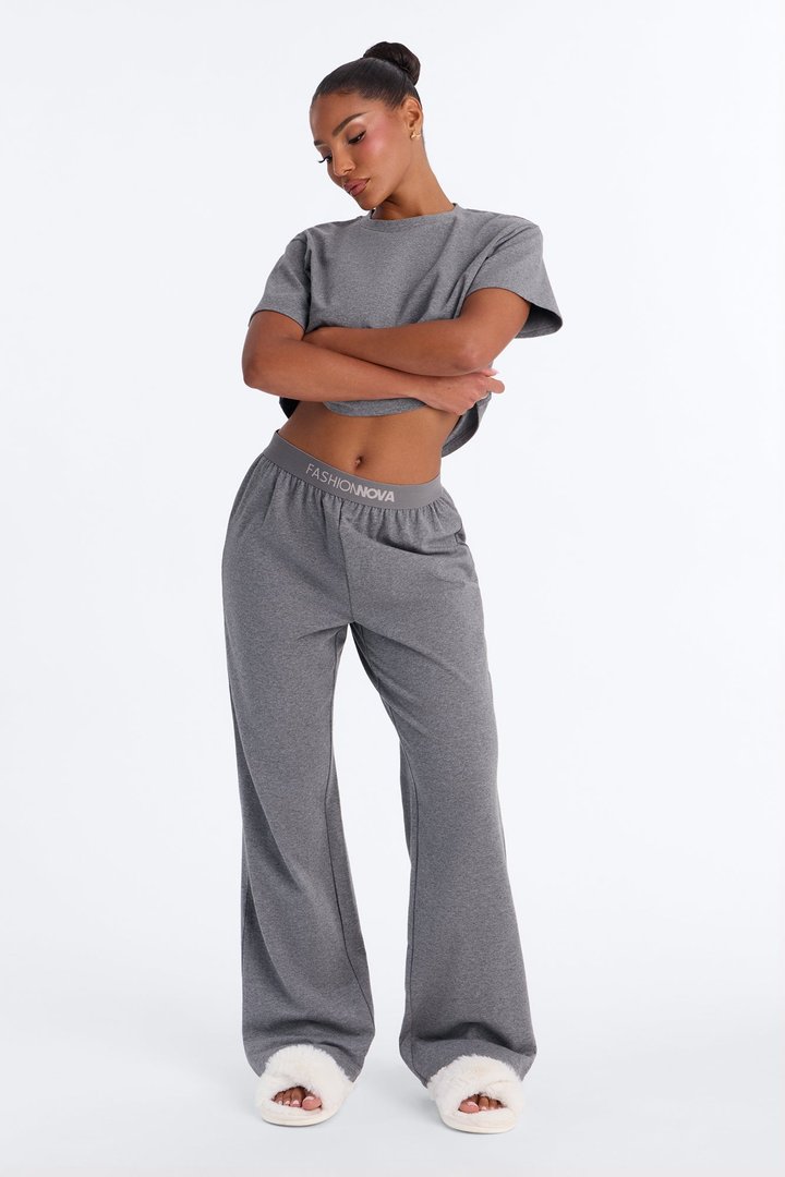 FN Mood Cotton PJ Pant Set - Charcoal