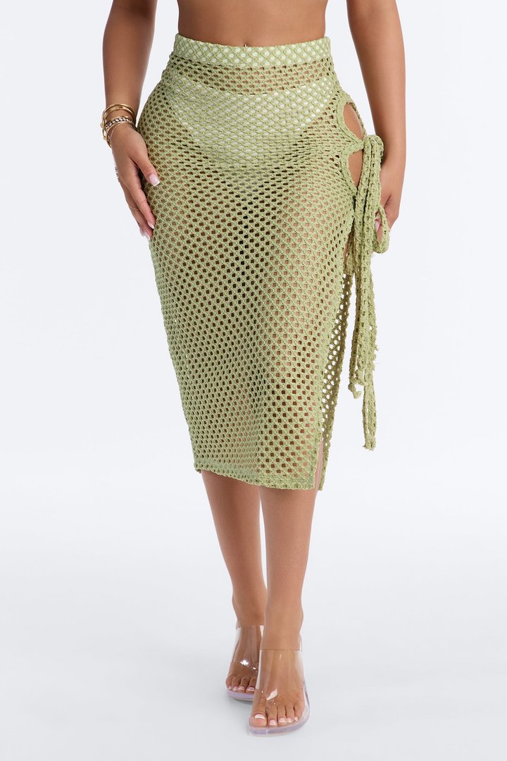 Paradise Sun Side Slit Cover Up Skirt - Sage