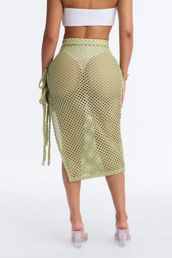 Paradise Sun Side Slit Cover Up Skirt - Sage