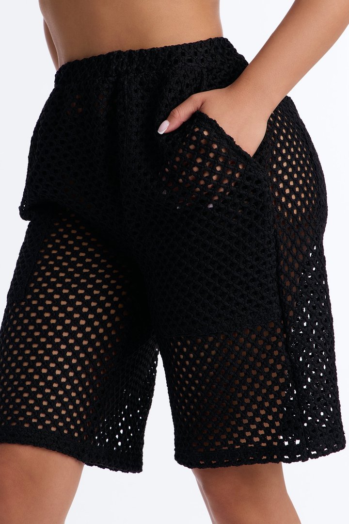 Paradise Sun Cover Up Bermuda Shorts - Black