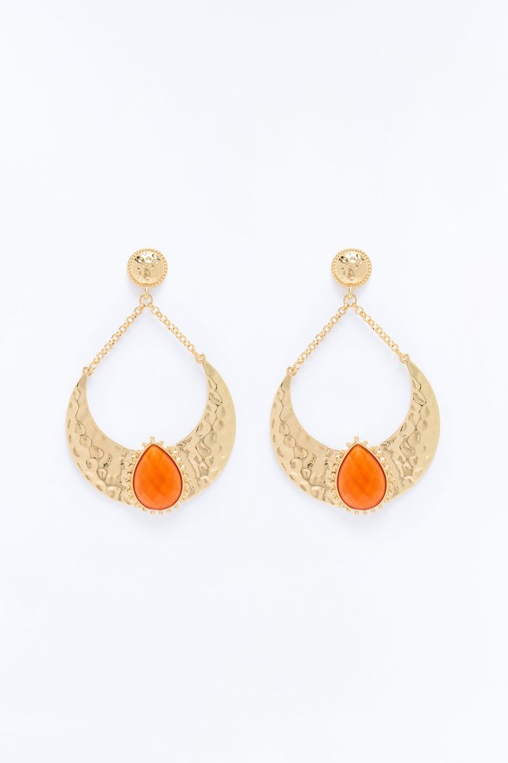 Perfect Look Jeweled Drop Earrings - Gold/Orange