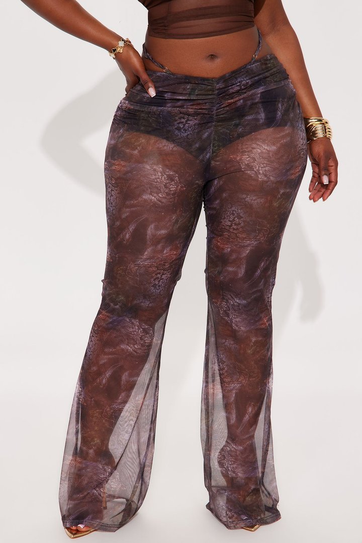 Tempting Aura Mesh Wide Leg Pant - Purple/combo