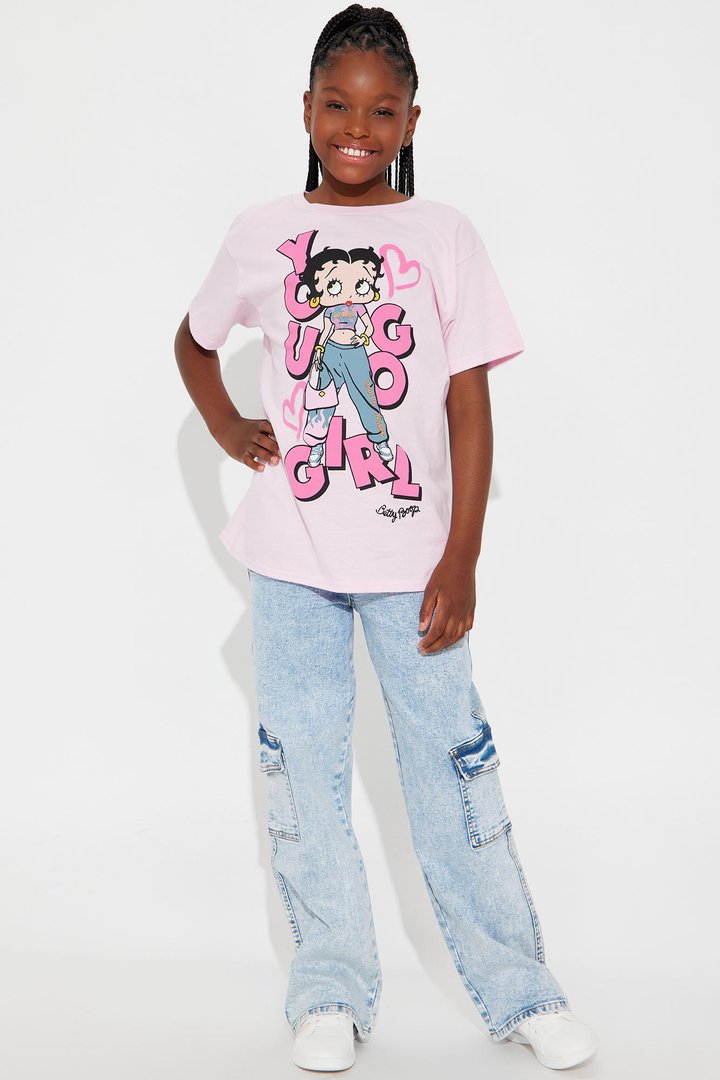 Mini You Go Girl Betty Boop Short Sleeve Graphic Tee - Pink