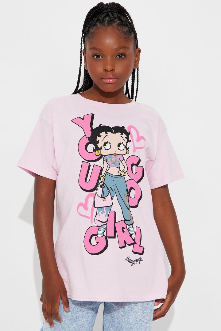 Mini You Go Girl Betty Boop Short Sleeve Graphic Tee - Pink