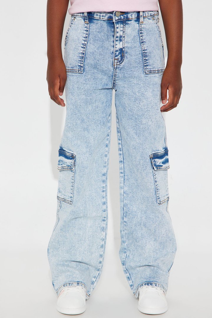 Mini Getting Ahead Stretch Cargo Jeans - Light Wash