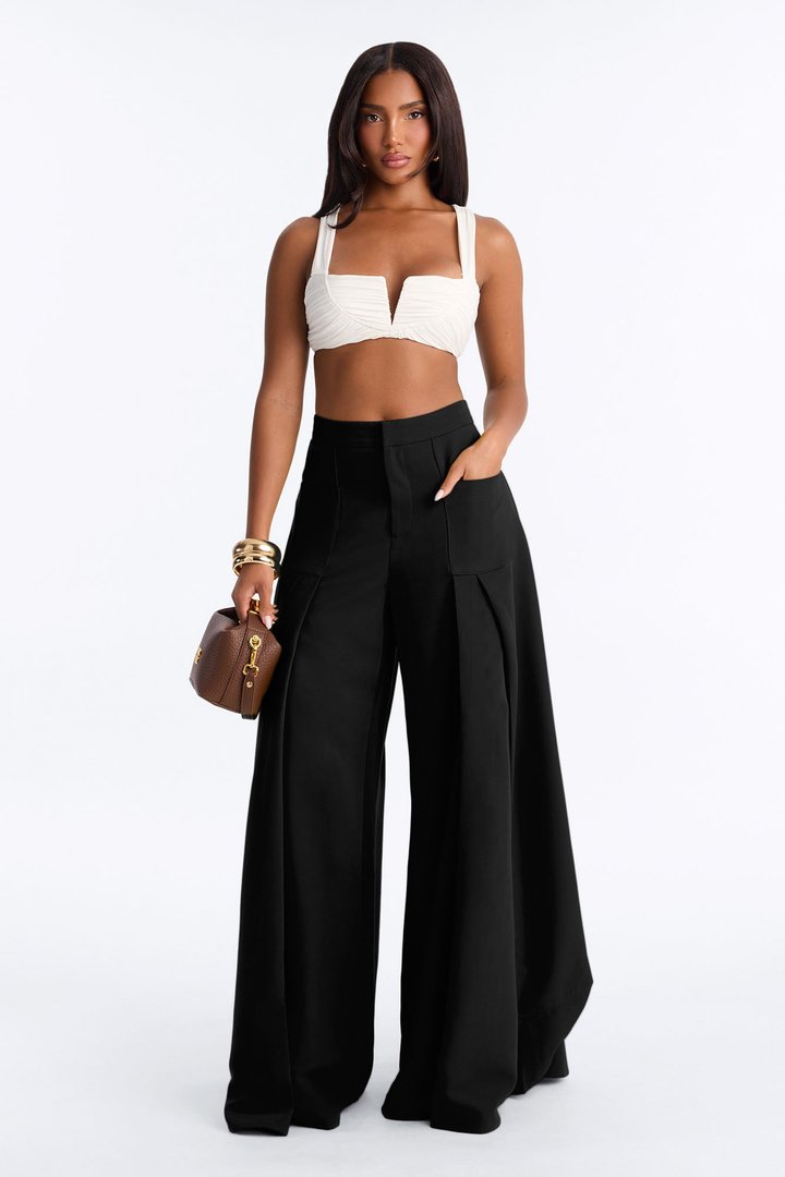 Stand Out Super Wide Pleated Trouser - Black