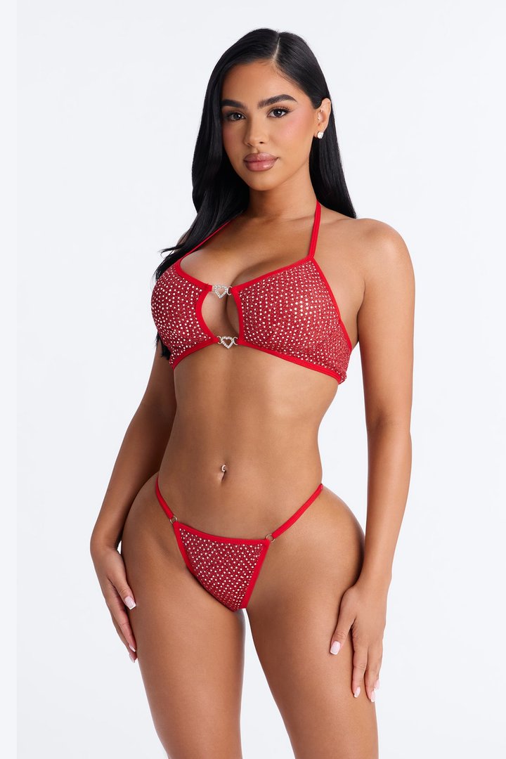 Irresistible Heart Temptation Sequin 2 Piece Set - Red