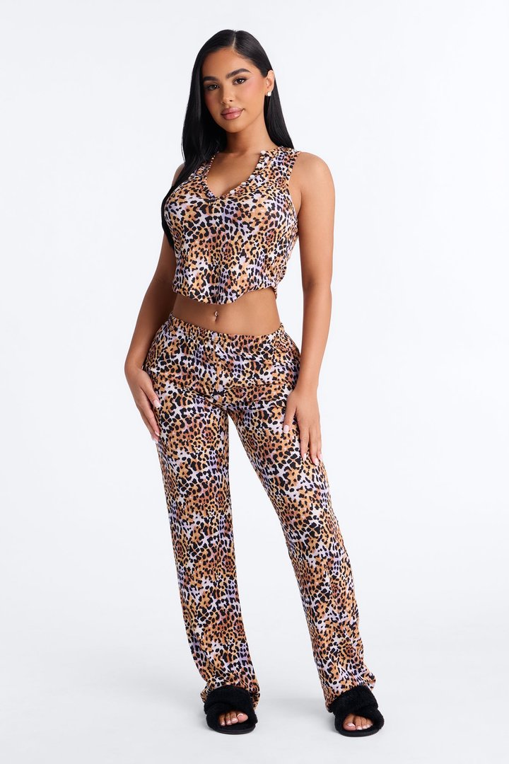 Sweet Safari Tank PJ Pant Set - Brown/combo