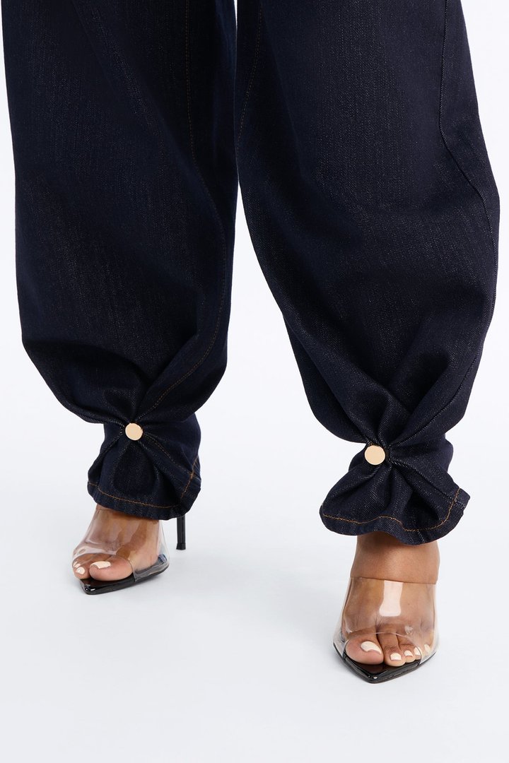 Always New York Adjustable Hem Buttonfly Straight Leg Jeans - Dark Denim