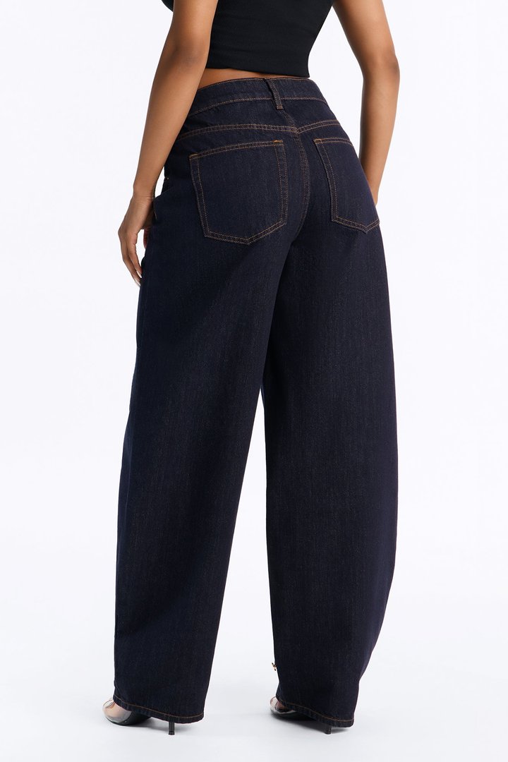 Always New York Adjustable Hem Buttonfly Straight Leg Jeans - Dark Denim